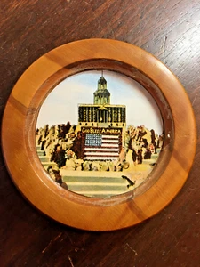 Vintage Petersen's Rock Garden Wood Coaster, God Bless America - Picture 1 of 4