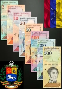 Venezuela - Juego Completo de 8 notas (PCS), 2 - 500 BOLÍVARES (Soberano) 2018, UNC - Imagen 1 de 8