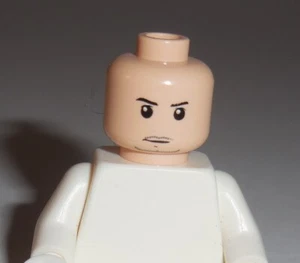 Genuine Lego Minifigure Head "Male, Thin Mouth w/ Stubble Goatee" Lt. Flesh NEW - Picture 1 of 1