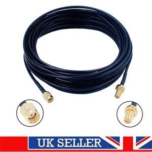 10m RP SMA Male to RP SMA Female Coaxial Pigtail RG174 Antenna Extension Cable - Picture 1 of 10