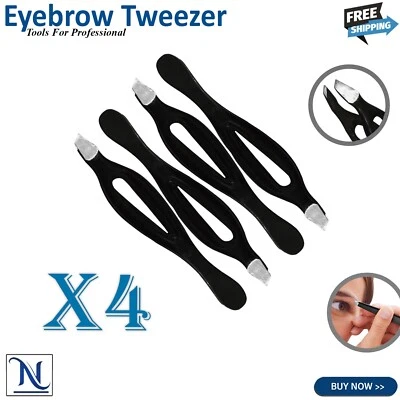 Pinza punta inclinada de acero inoxidable 4 piezas herramientas de depiladora de cejas de precisión Foto 1 de 2