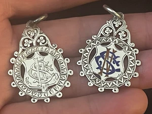 Antiche medaglie portafob catena Albert in argento sterling, 220 iarde 1901 e 1902 - Foto 1 di 12