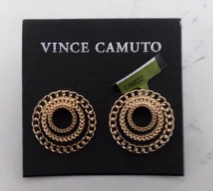JEWELRY, EARRINGS, PIERCED, VINCE CAMUTO, GOLD TONE, LIGHTWEIGHT, NEW - Picture 1 of 10
