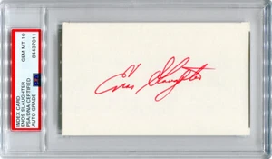 Tarjeta de índice autografiada de Enos Slaughter PSA grado automático gema como nueva 10 - Cardenales de la corte - Imagen 1 de 1