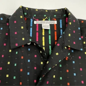 Camisa Unionbay Vintage Para Hombre Arco Iris Rayas Manga Corta Negra Abotonada Grande - Imagen 1 de 13