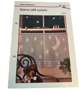 Vtg Marshall Cavendish Starry Cafe Curtain To Crochet Pattern Quick & Easy - Image 1 of 4