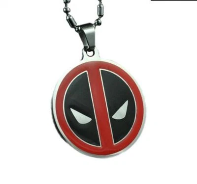 Marvel Comics DEADPOOL Acero Inoxidable/Esmalte COLGANTE con Cadena de 20" Cara de 2 1/2" Foto 1 de 2
