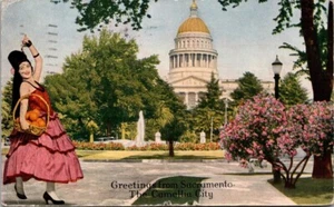 RARE Sacramento CA Greetings from Sacramento The Camellia City Postcard PM 1931 - Picture 1 of 2