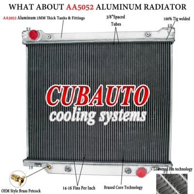 2 ROW Aluminum Radiator Fits 1997-2014 Ford E150 E250 Econoline 4.2L 4.6L GAS Foto 1 de 4