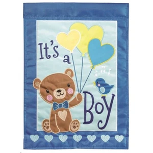 Magnolia Gardens 13 x 18" Double Applique Its A Boy Bear Polyester Garden Flag - Picture 1 of 1