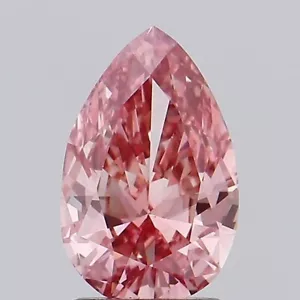 Pear 1.39 Carat Fancy Vivid Pink VS1 CVD IGI Loose Lab Grown Diamond - Picture 1 of 3