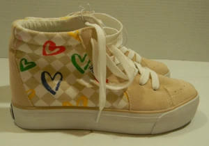 Zapatillas Mudd Tops Altos Niña Talla 4 Corazones Cuadros "Amapola" Nuevas con Etiquetas Regreso al Cole - Imagen 1 de 7