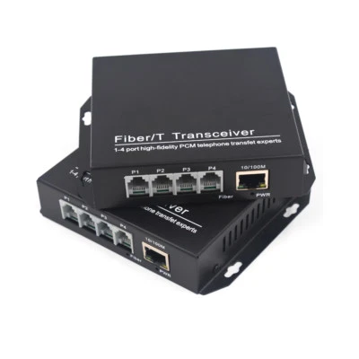 4 channels PCM Voice Telephone to Fiber Optic Singlemode 20Km 100Mbps Ethernet - Image 1 of 4