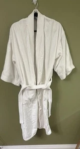 Bloomingdale’s Weiß Frottee Baumwolle Bademantel Taschen Unisex Knielang Einheitsgröße - Bild 1 von 8