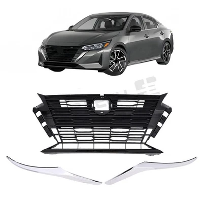 Front Bumper Upper Grille & Grille Chrome Molding Fit 2023-2025 Nissan Altima SV Foto 1 de 4