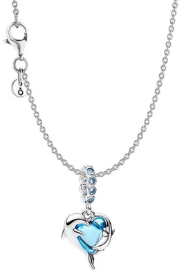 PANDORA Schmuck Damen-Kette Silber Geschenk-Set Blaue Muranoglas Delfine 28908 - Bild 1 von 4