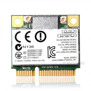 Atheros AR9462 AR5B22 Mini PCI-E 802.11N WIFI WLAN CARD Bluetooth 4.0 2.4 & 5Ghz - Afbeelding 1 van 1