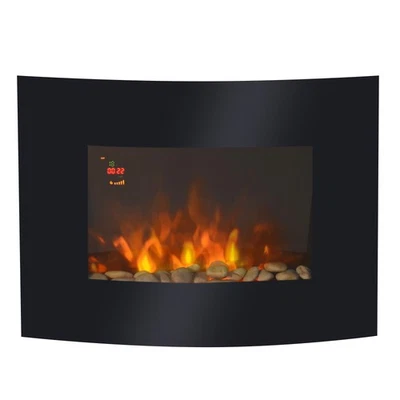 HOMCOM Led Curved Glass Electric Wall Mounted Fire Place Fireplace Heater - Image 1 of 4