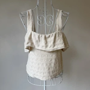 Madewell Struktur Rüschen Strick Tank Top Elfenbein Beige 100% Baumwolle Gr. S Häkel - Bild 1 von 8