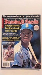 KEN GRIFFEY JR. ON COVER BASEBALL CARDS MAG. NOV. 1989 & UNCUT ROOKIE CARD - Picture 1 of 4