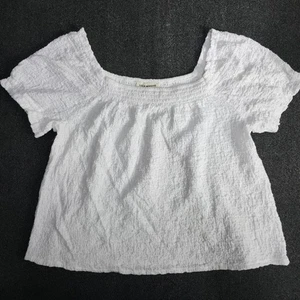 Lucky Brand Shirt Damen XL weiß gesmokt Bauer Bohemian Prairiecore Farmcore - Bild 1 von 8