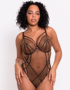 Scantilly Bodysuit Bra Underwired Plunge Senses Womens Ladies Leopard Size DD-J - Picture 1 of 8