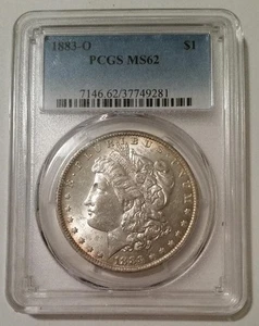 1883 O Morgan Silber Dollar VAM-43 MS62 PCGS Rückseite mit Aufkleber - Bild 1 von 3