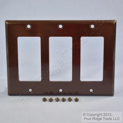 Leviton Brown Decora Standard 3-Gang Wallplate Gfci Gfi Plastic Cover 80411 - Image 1 of 4