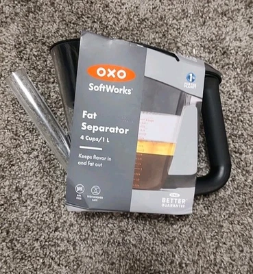OXO SoftWorks 2-Cup Fat Separator - Clear/White/Black. NIP - Image 1 of 4