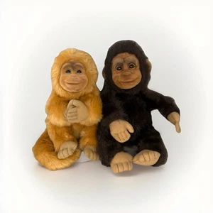 Vintage Hosung Orangutan Chimpanzee Hand Puppet Squeaker 1994 Lot of 2 - Picture 1 of 11