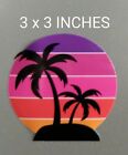 3" Palmier décalcomanie rétro autocollant vinyle plage tropicale été vie coucher de soleil océan