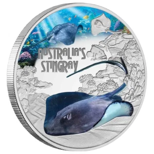 1 $ Dollar Deadly & Dangerous Stingray Stachelrochen Tuvalu 1 oz Silber PP 2021 - Picture 1 of 4