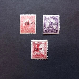 FIUME 1918/19 F.LLI D' UNGHERIA SOPRASTAMPATI FIUME, SERIE DI 3 VALORI LING. MH* - Imagen 1 de 2