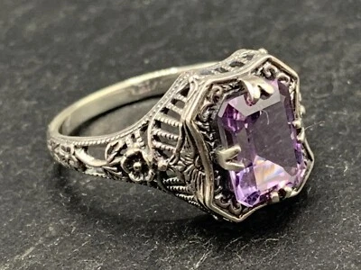 Ring  Amethyst  925er Silber  Antik Style  Gr. 51 - Bild 1 von 4