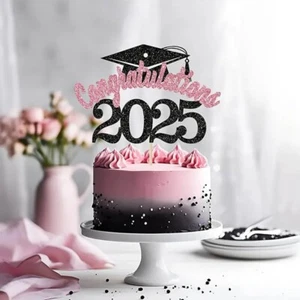 5pcs Glitter 2025 Graduation Cake Topper Set Party Cake Decorations - Picture 1 of 12
