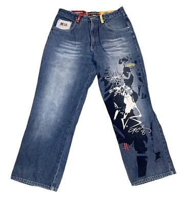 Pantalones de mezclilla UNK serie exclusiva de la NBA Kobe Bryant LA Lakers + T-Mac para hombre talla 34 Foto 1 de 4