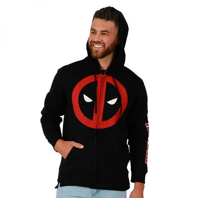 Sudadera con Capucha Deadpool Clásica Logo Cremallera con Estampado de Manga Negra Foto 1 de 4