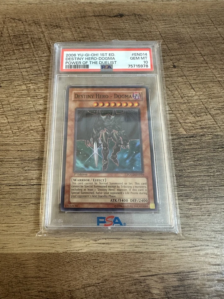 YuGiOh Destiny Hero Dogma PSA 10 1st ed Super Rare - Image 1 of 1