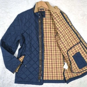 BROOKS BROTHERS quilted jacket Size-M padded jacket Navy check from Japan - Picture 1 of 11