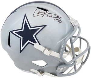 Larry Brown Signed Cowboys Riddell F/S Speed Replica Helmet w/SB XXX MVP -SS COA - Picture 1 of 1