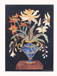 24" x 18" Table Top Marble Inlay Pietra Dura Floral Work Home And Garden Decor - Picture 1 of 1