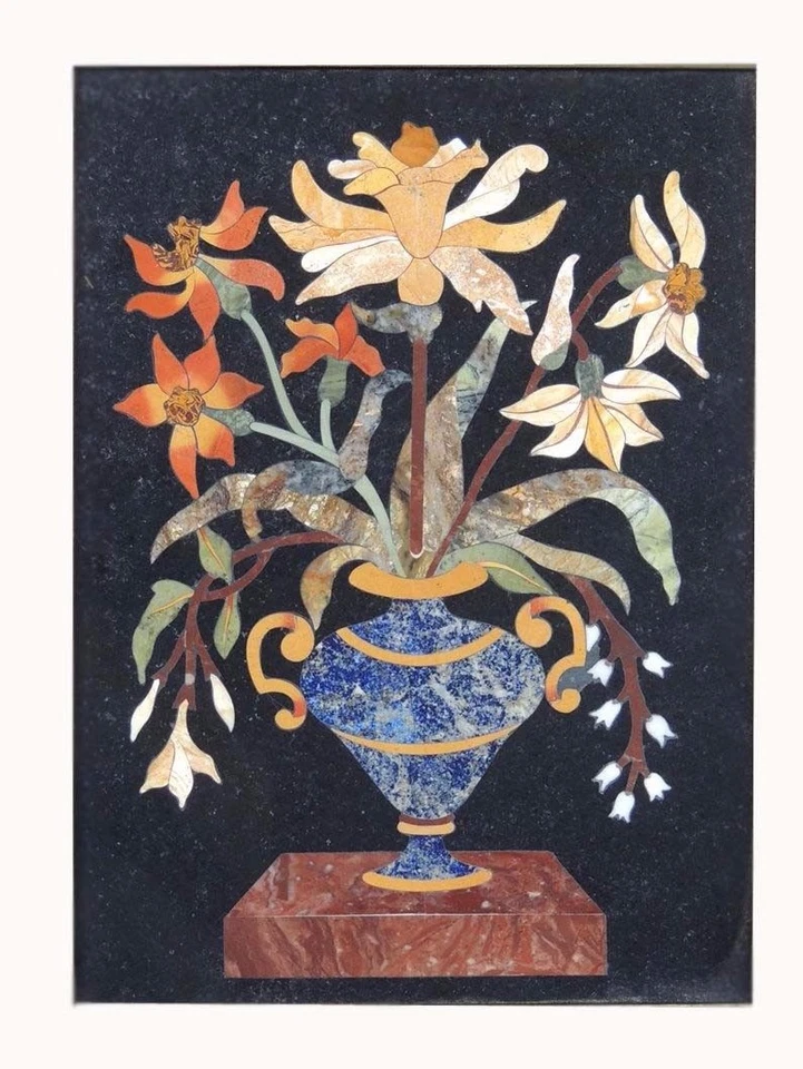 24" x 18" Table Top Marble Inlay Pietra Dura Floral Work Home And Garden Decor - Image 1 of 1