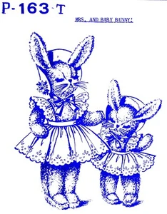 Bunny Rabbit Mom & Baby Pattern Stuffed Animals P-163-T Mail Order - Picture 1 of 5