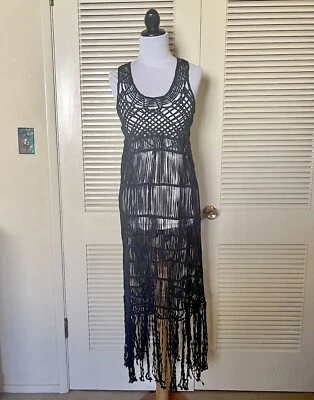 Vestido sin mangas Unif Crochet Macramé Flecos Playa Festival Foto 1 de 4