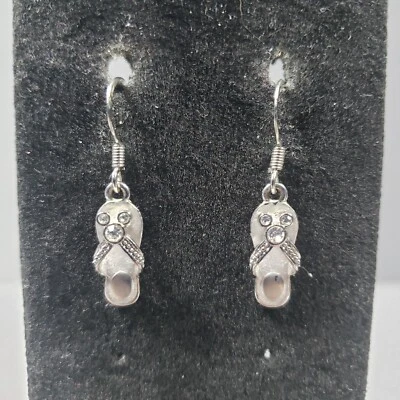 Pendientes Perforados Disney Tono Plata Chanclas Mediados de Siglo Modernista Boho 1.25" Foto 1 de 4