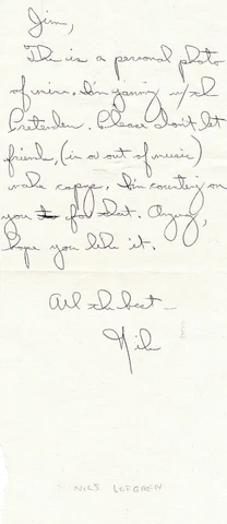 Nils Lofgren- Handwritten Signed Letter (E Street Band & Solo Artist) Cover