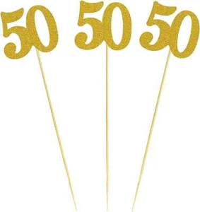 12PCS 50Th Birthday Centerpiece Sticks Glitter Number 50 Table Centerpieces Flow - Picture 1 of 4