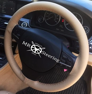 FITS SCION XB MK1 2003-06 BEIGE LEATHER STEERING WHEEL COVER BEIGE DOUBLE STITCH - Image 1 of 4