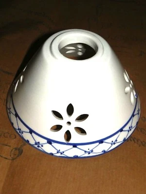 Vetro ricambio paralume coppa ceramica traforata bianca lampade ferro e ottone - Immagine 1 di 2