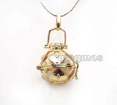 Collar colgante jaula color dorado 20*24 mm para mujer cadena de 17" concha blanca Foto 1 de 4